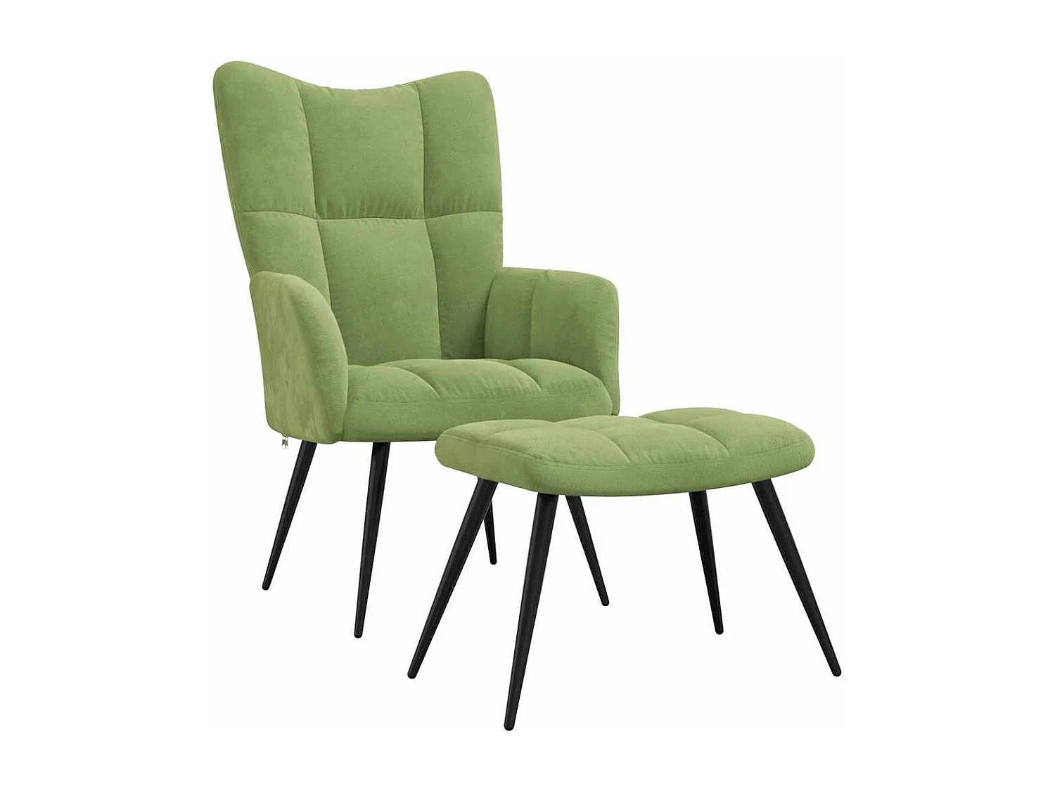 Chaise de relaxation avec tabouret Vert clair Velours