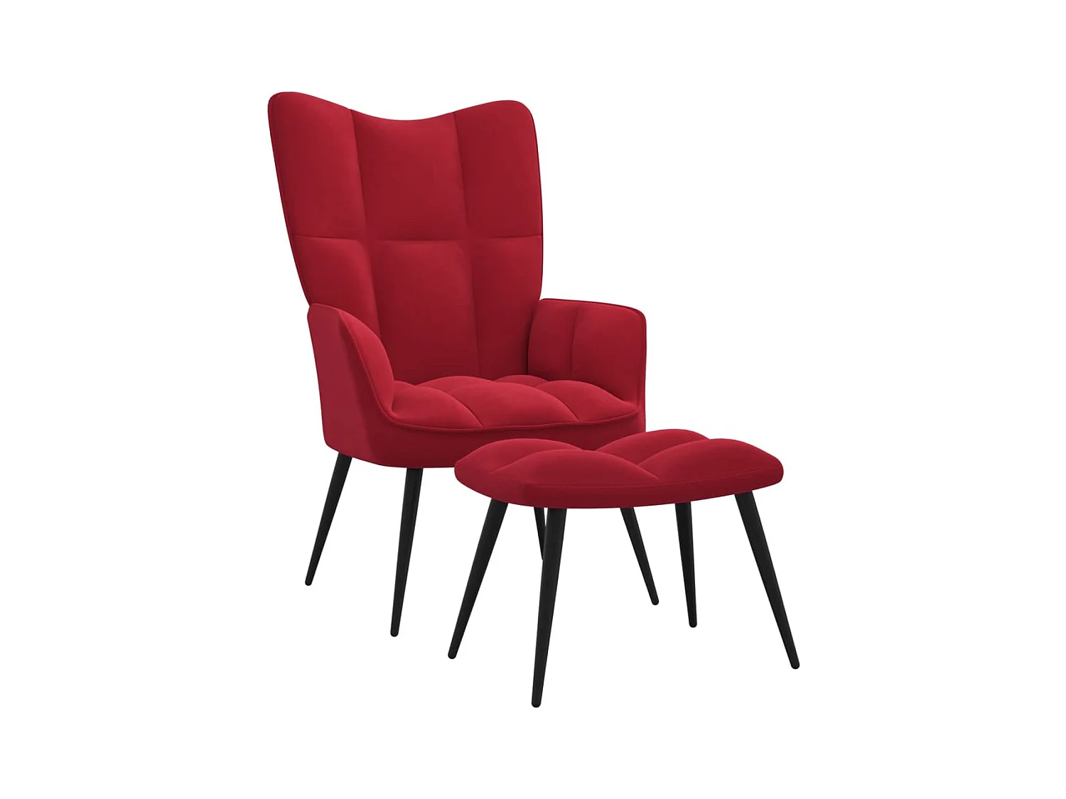 Chaise de relaxation avec tabouret Rouge bordeaux Velours