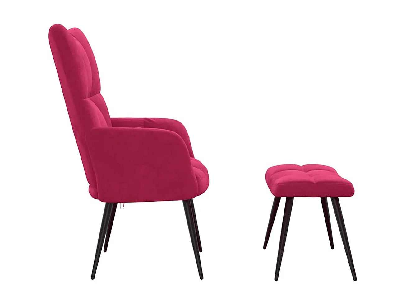Chaise de relaxation avec tabouret Rouge bordeaux Velours