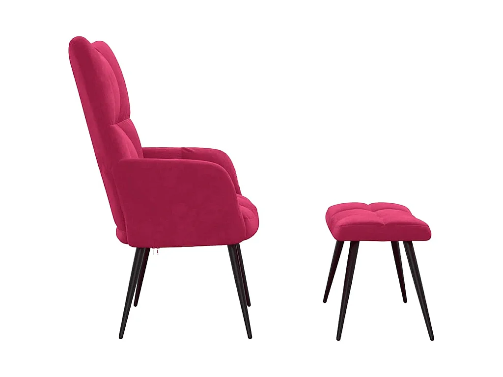 Chaise de relaxation avec tabouret Rouge bordeaux Velours