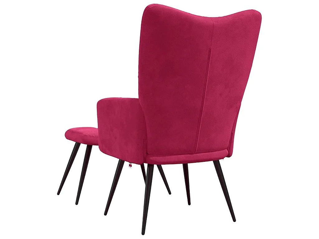 Chaise de relaxation avec tabouret Rouge bordeaux Velours