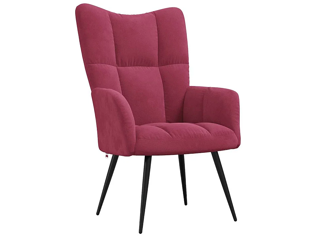 Chaise de relaxation avec tabouret Rouge bordeaux Velours