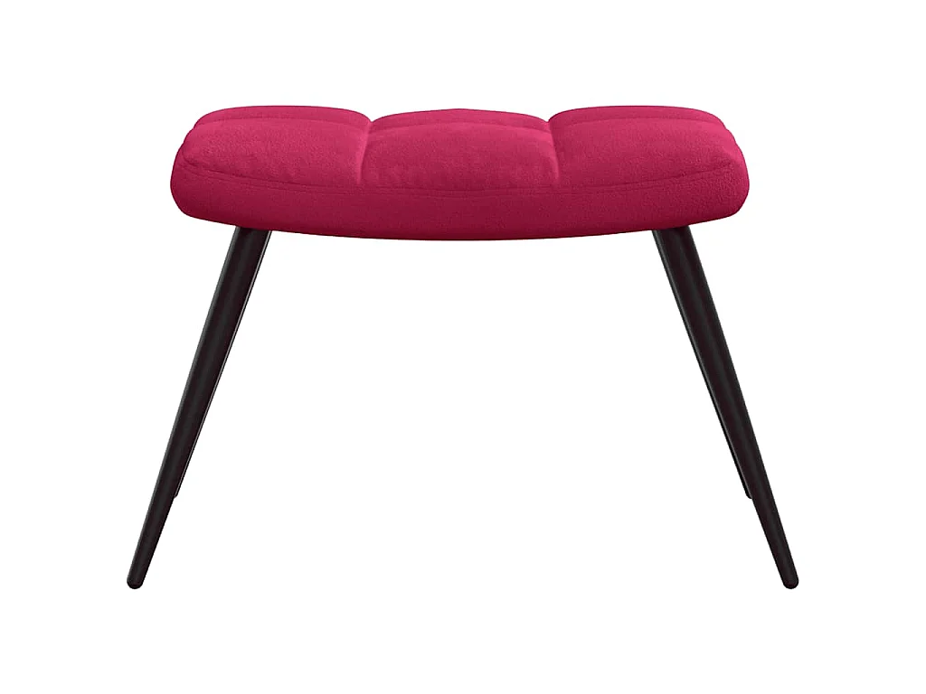 Chaise de relaxation avec tabouret Rouge bordeaux Velours