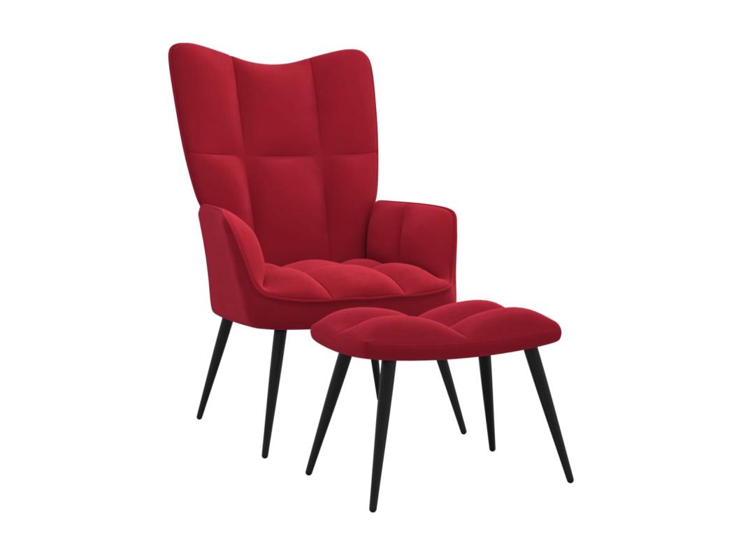 Fotel relaksacyjny w bordowej czerwieni z aksamitu z podnóżkiem - Optymalny komfort i elegancki design