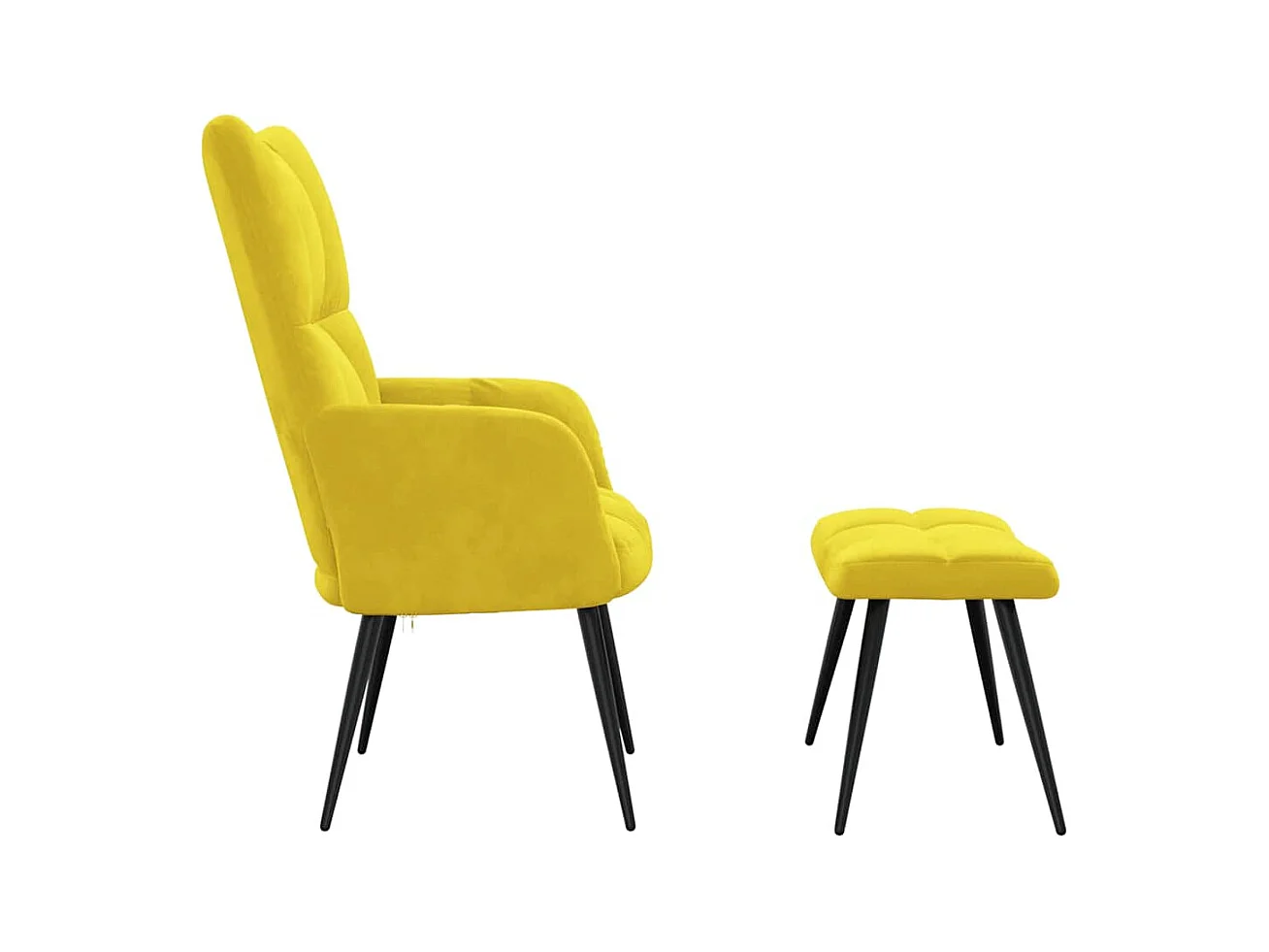 Relaxsessel mit Hocker Senfgelb Samt