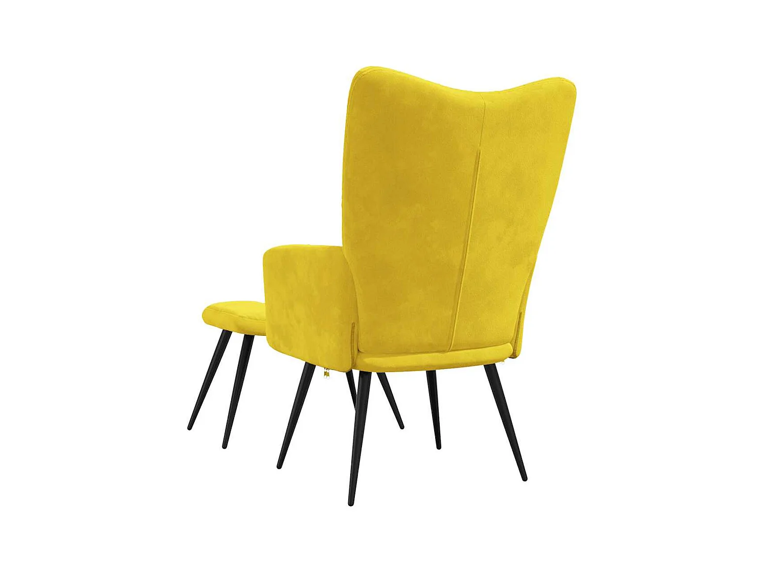 Fauteuil relax avec tabouret en velours jaune moutarde