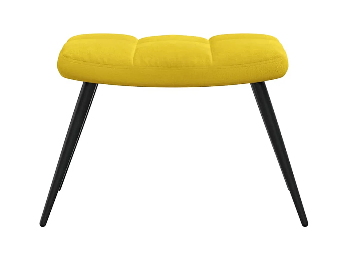 Fauteuil relax avec tabouret en velours jaune moutarde