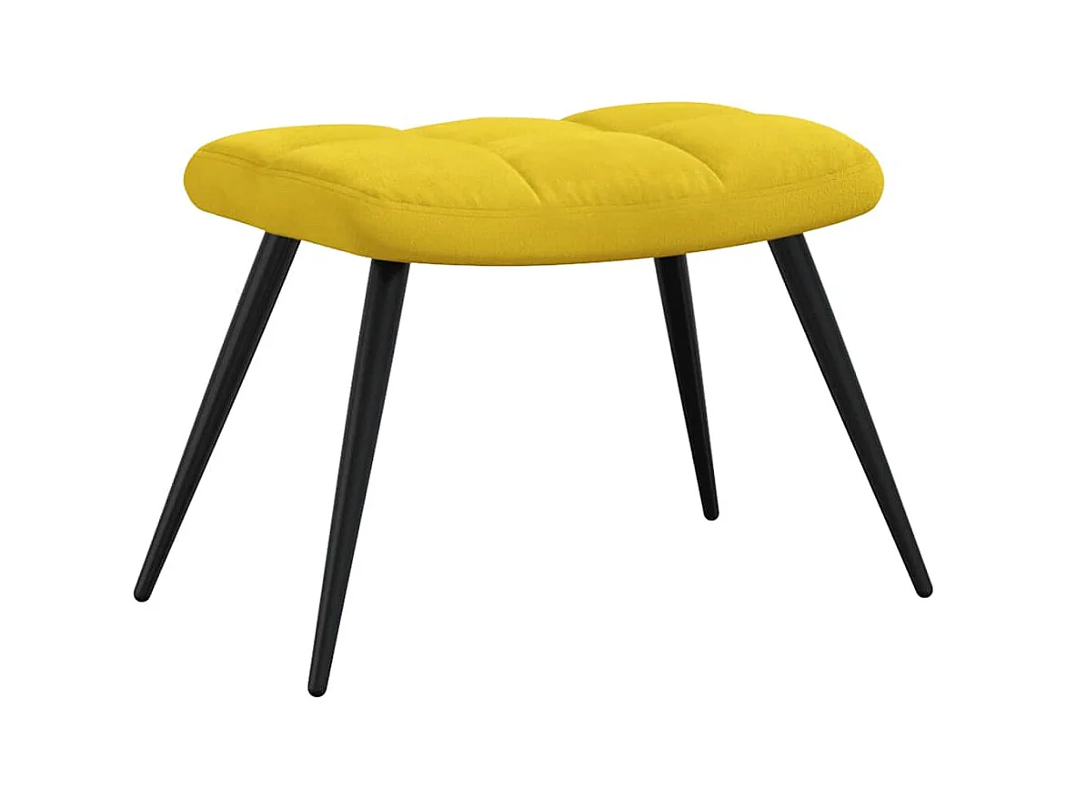 Fauteuil relax avec tabouret en velours jaune moutarde