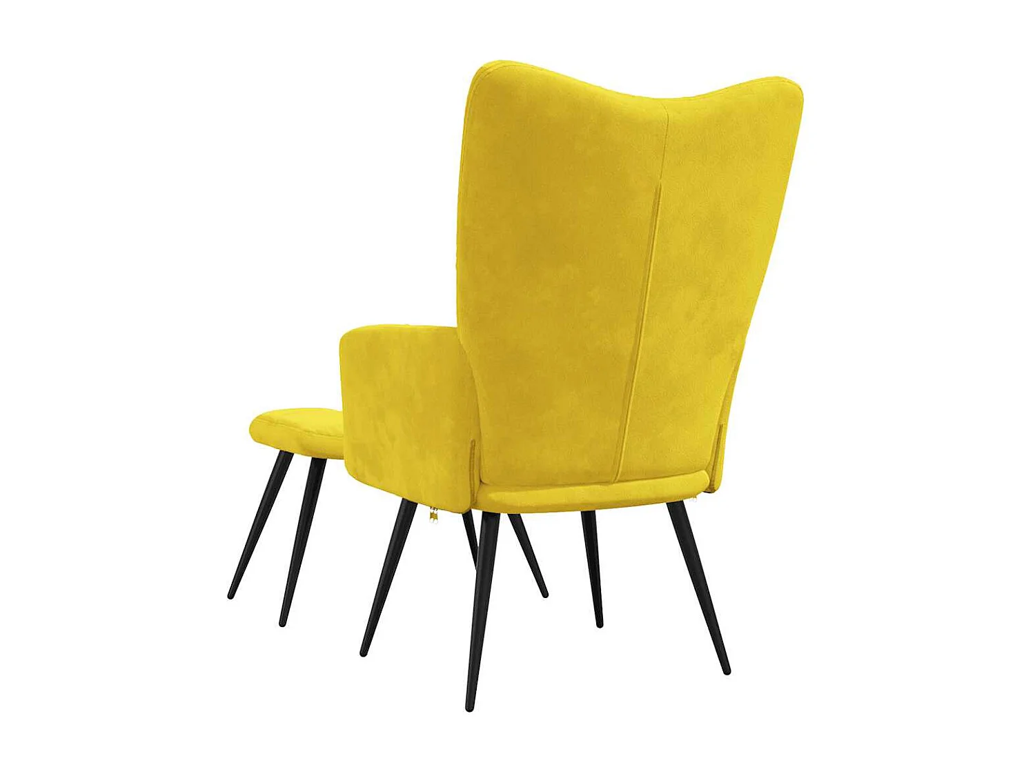 Fauteuil relax avec tabouret en velours jaune moutarde