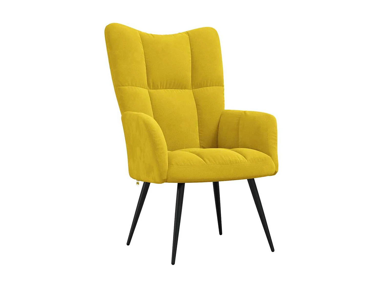 Fauteuil relax avec tabouret en velours jaune moutarde