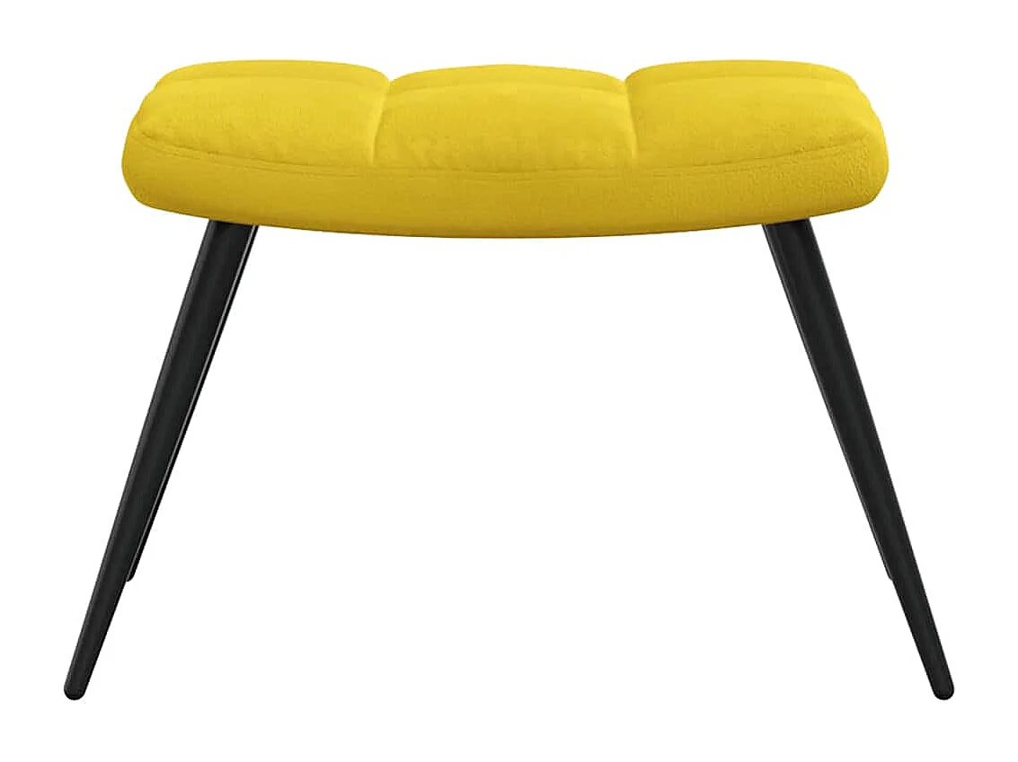 Fauteuil relax avec tabouret en velours jaune moutarde