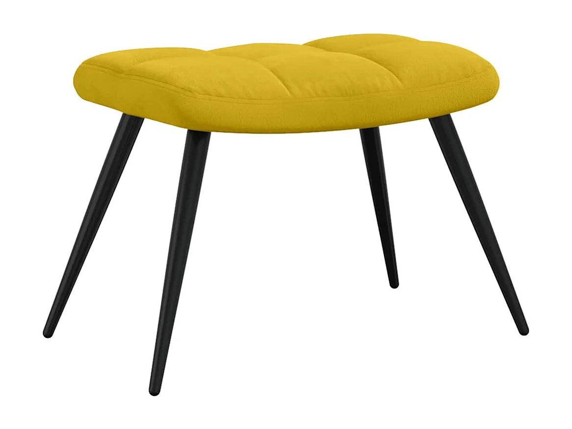 Fauteuil relax avec tabouret en velours jaune moutarde