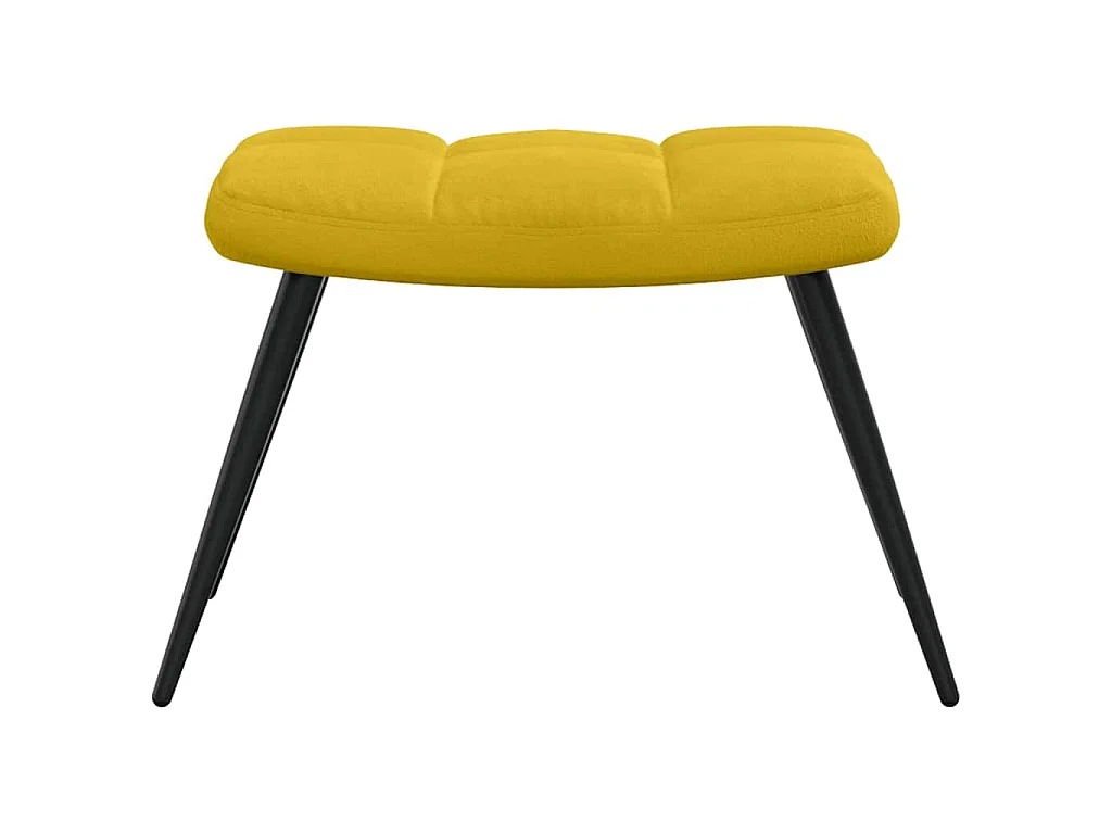 Fauteuil relax avec tabouret en velours jaune moutarde
