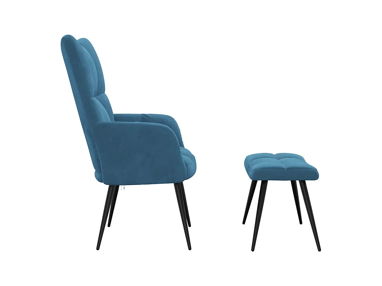 Relaxsessel mit Hocker Blau Samt