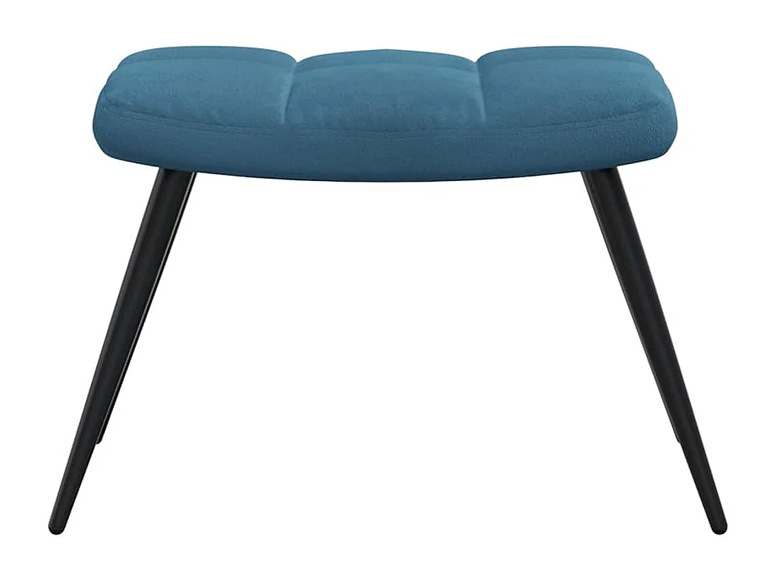 Chaise de relaxation avec tabouret Bleu Velours