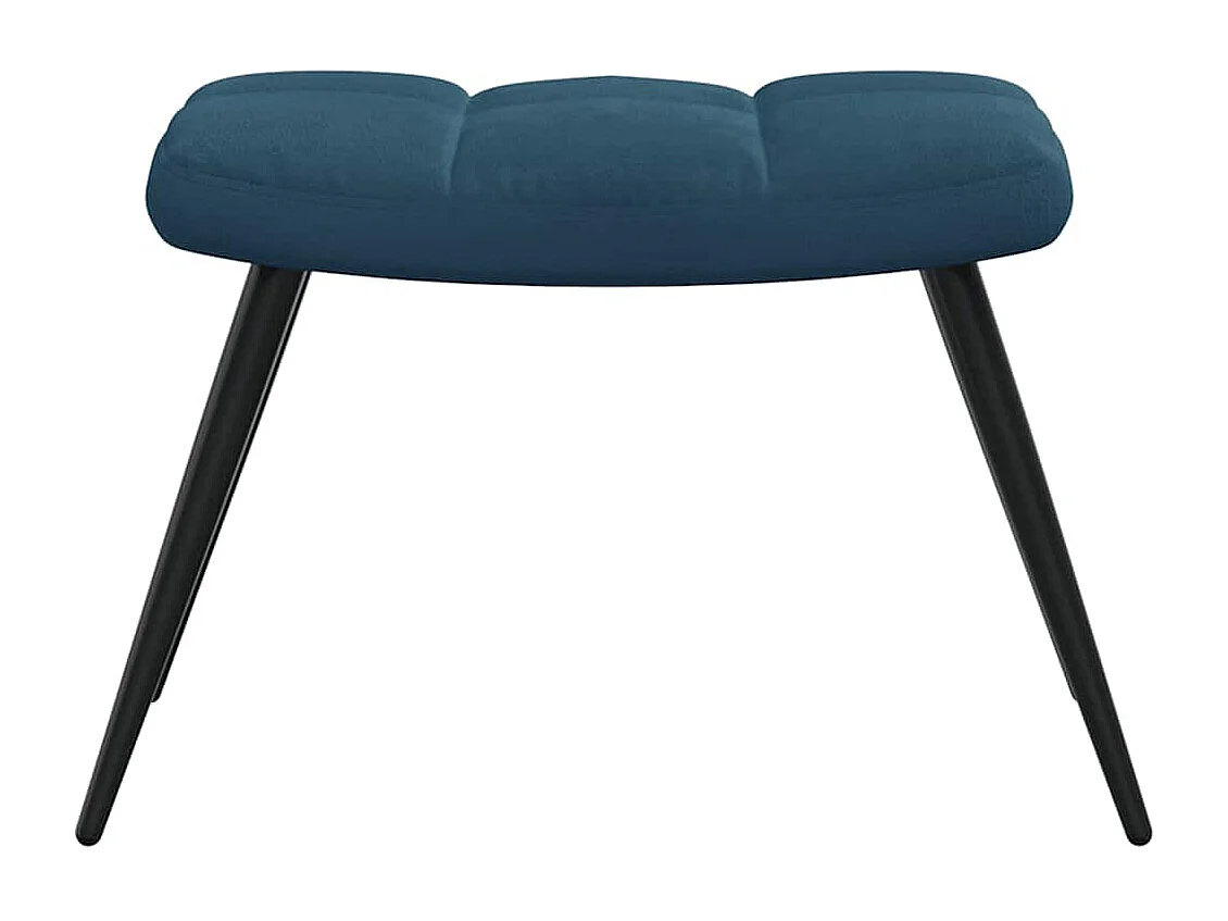Chaise de relaxation avec tabouret Bleu Velours