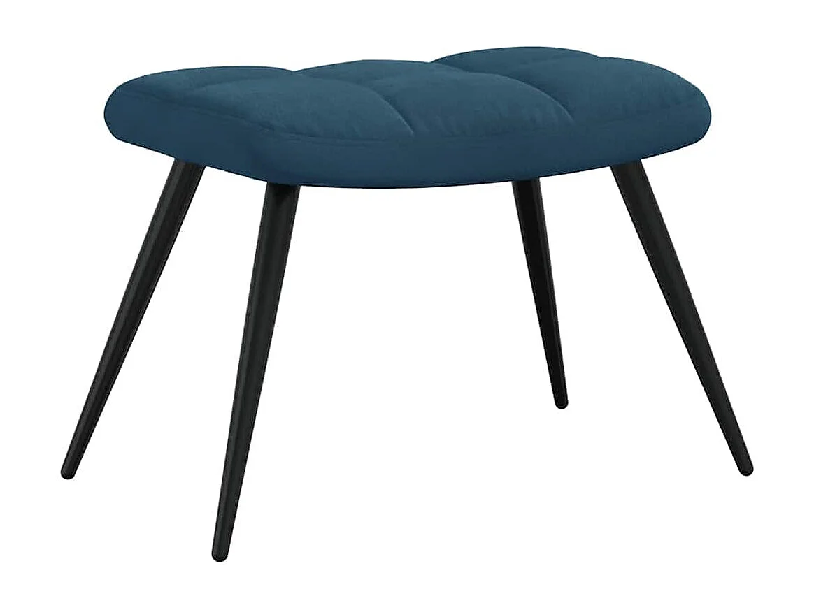 Chaise de relaxation avec tabouret Bleu Velours