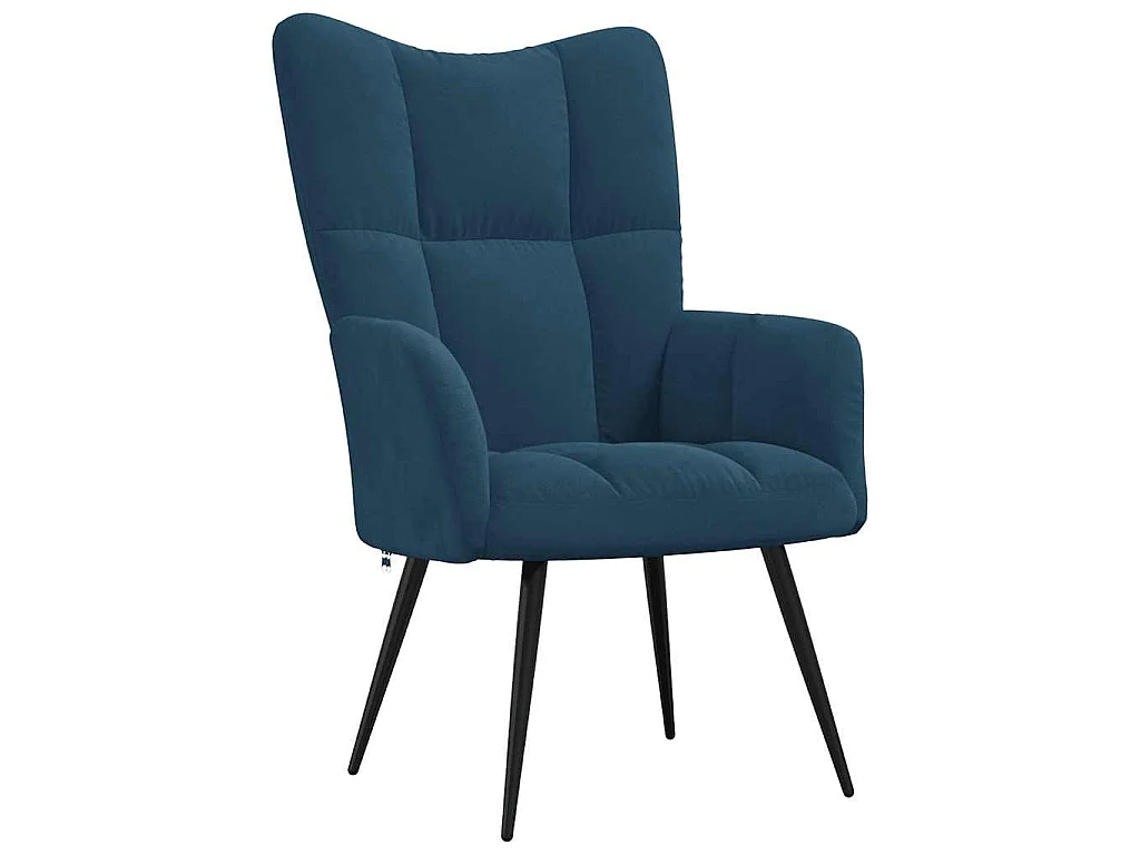 Chaise de relaxation avec tabouret Bleu Velours