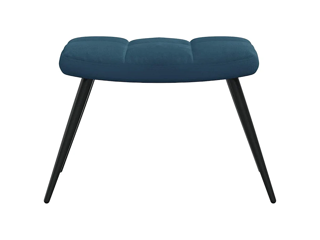 Chaise de relaxation avec tabouret Bleu Velours