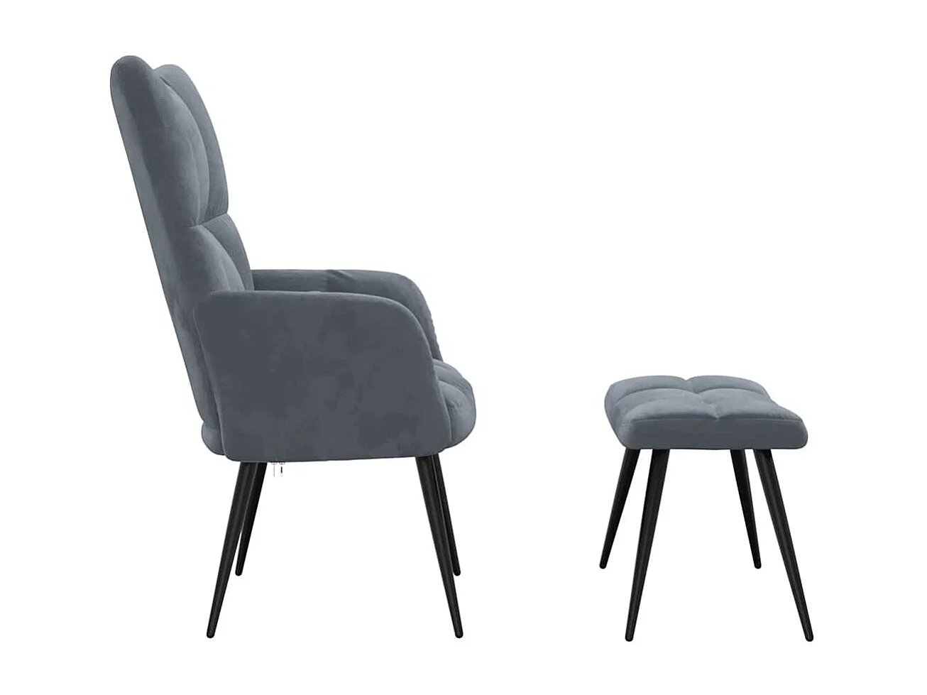 Chaise de relaxation avec tabouret Gris foncé Velours