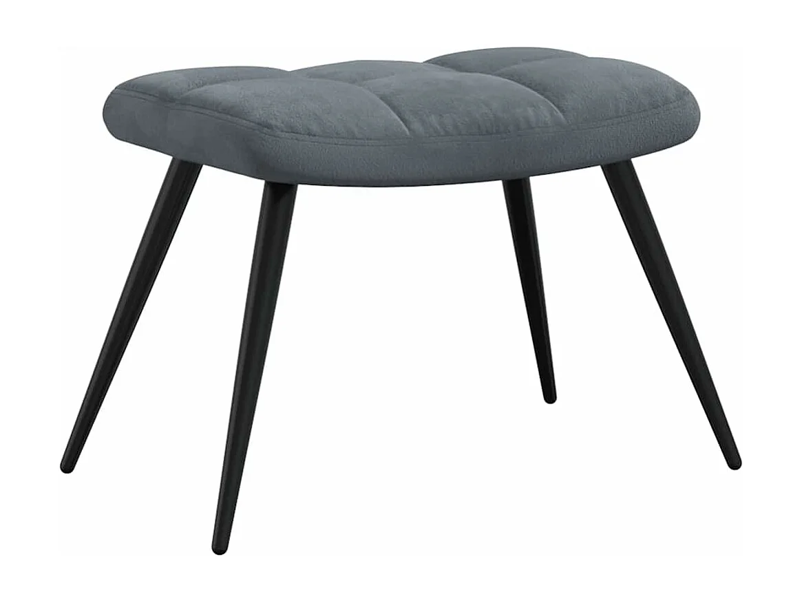 Chaise de relaxation avec tabouret Gris foncé Velours