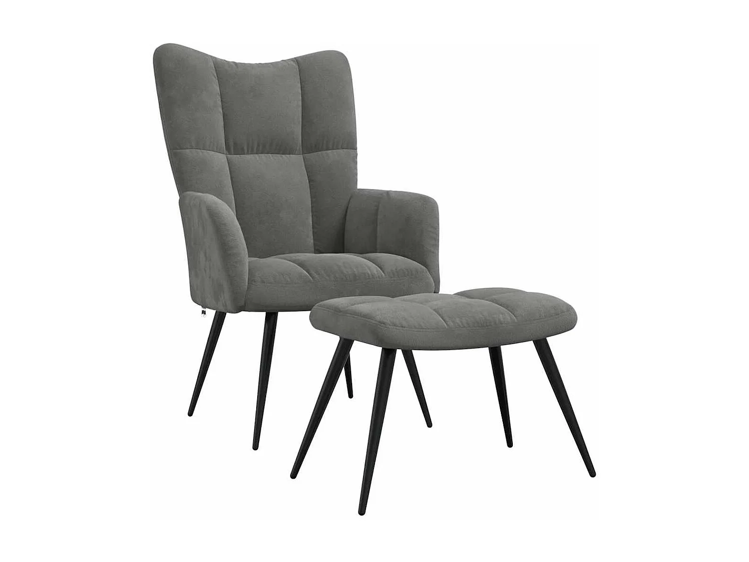 Chaise de relaxation avec tabouret Gris foncé Velours