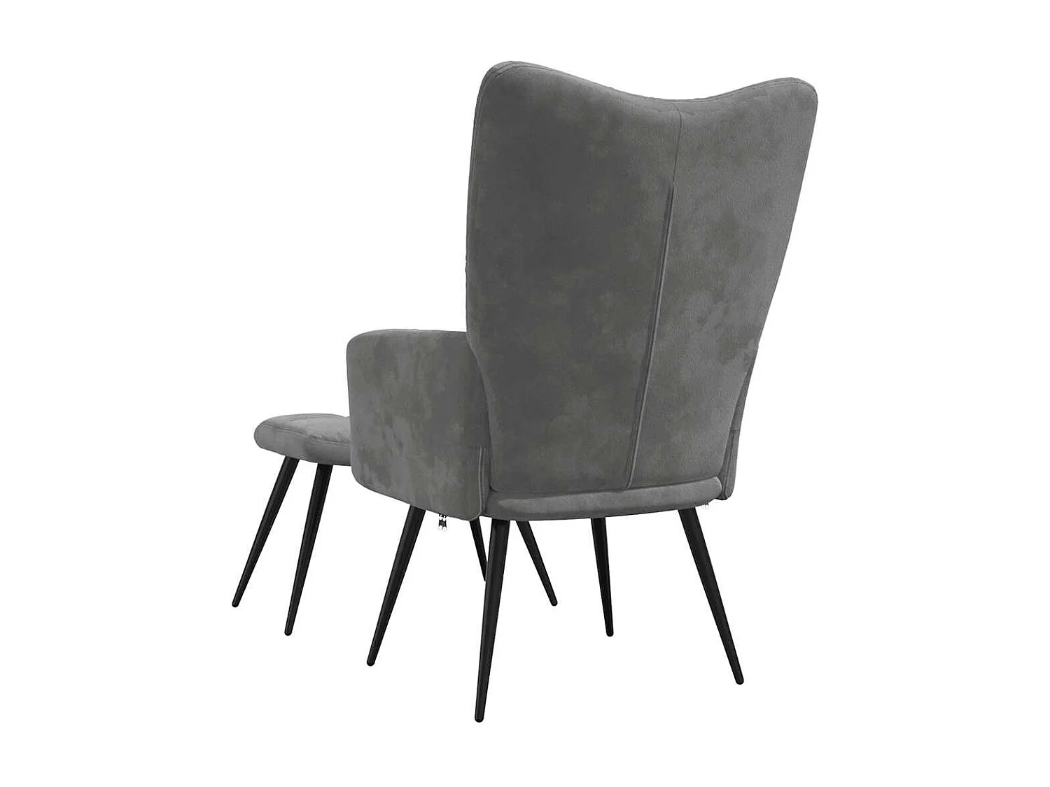 Chaise de relaxation avec tabouret Gris foncé Velours