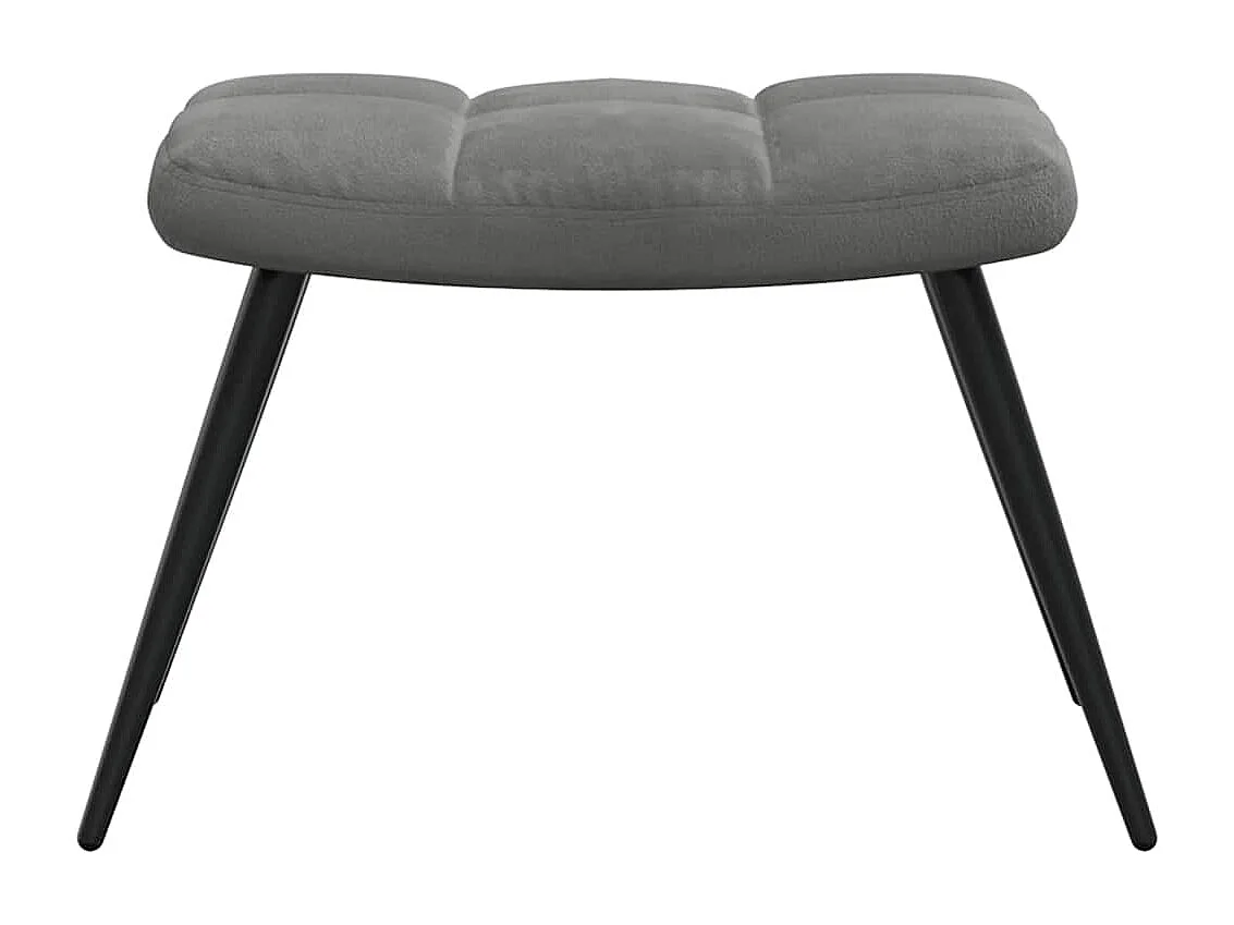 Chaise de relaxation avec tabouret Gris foncé Velours