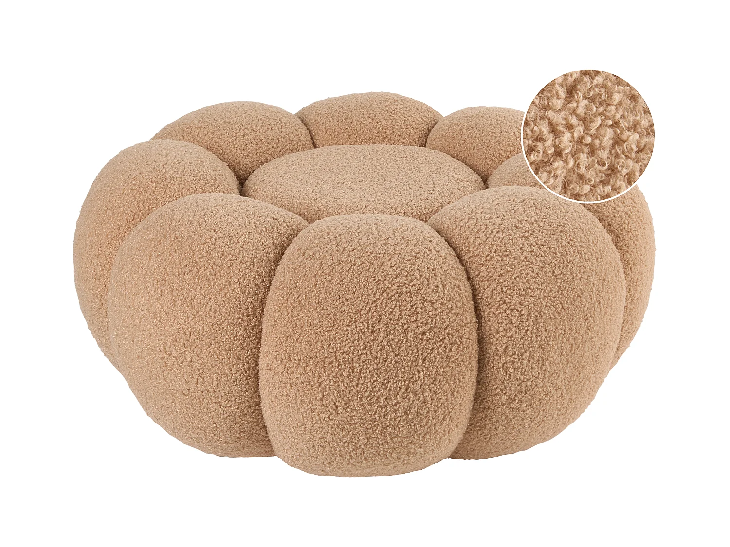 Pouf BEAUFORT Bouclé Marron clair