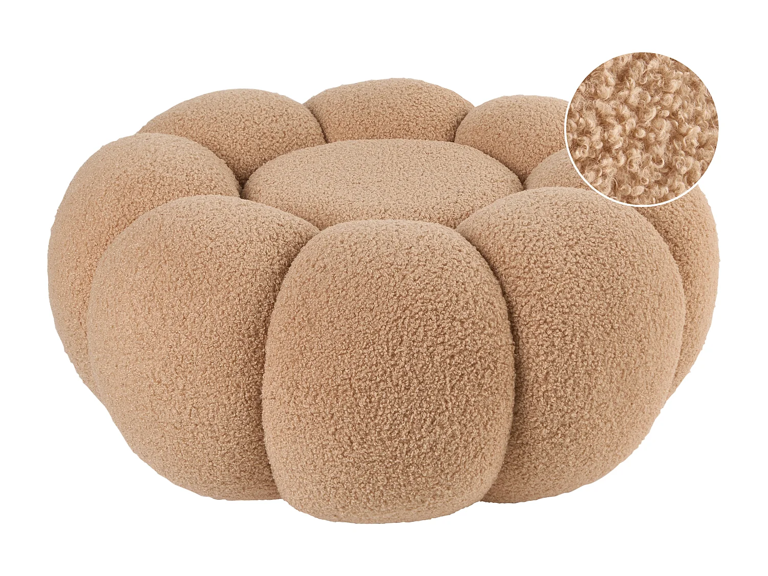 Pouf BEAUFORT Bouclé Marrone chiaro 60 cm 60 cm 27 cm