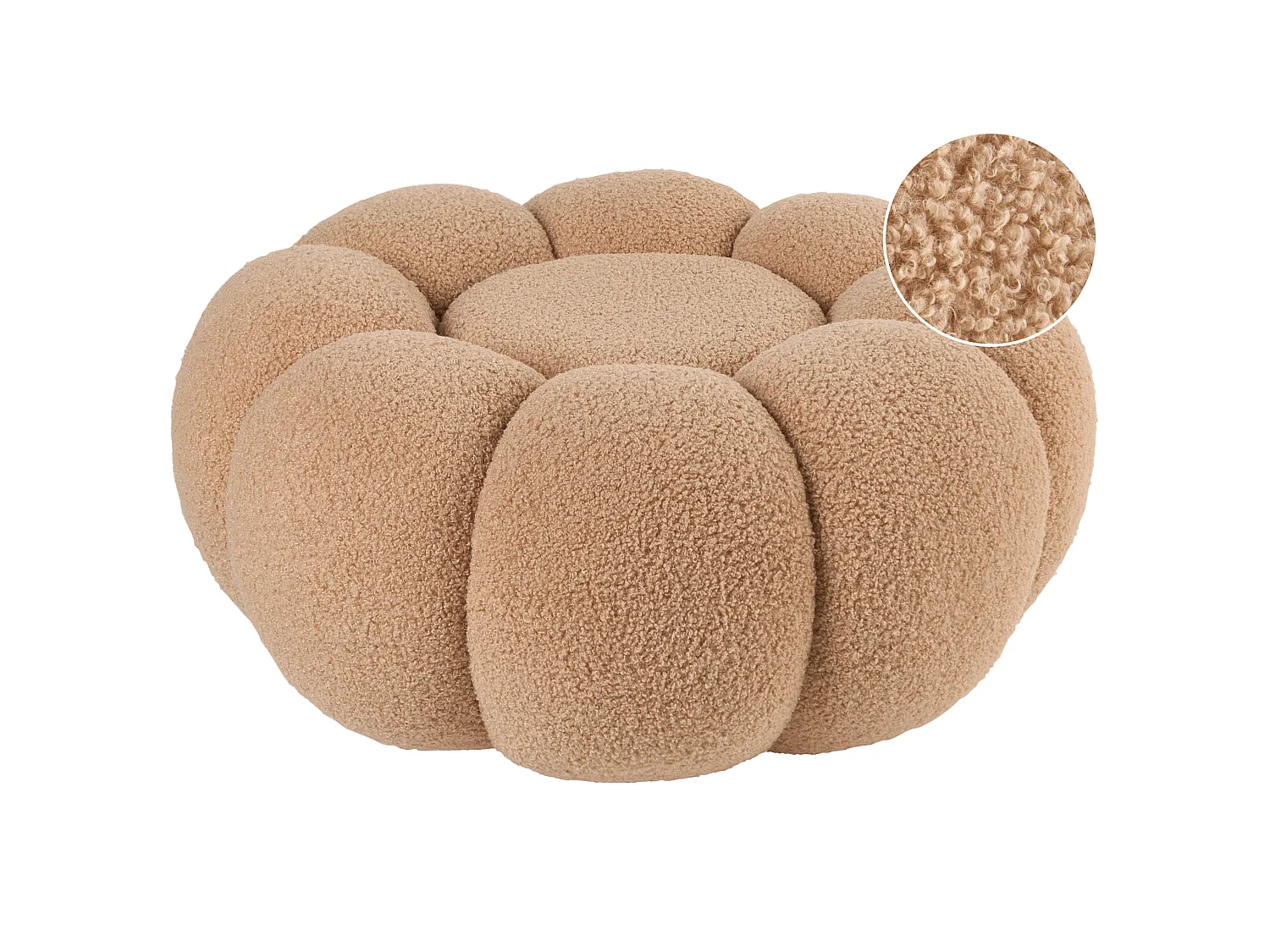 Puf BEAUFORT Boucle Jasnobrązowy 60 cm 60 cm 27 cm