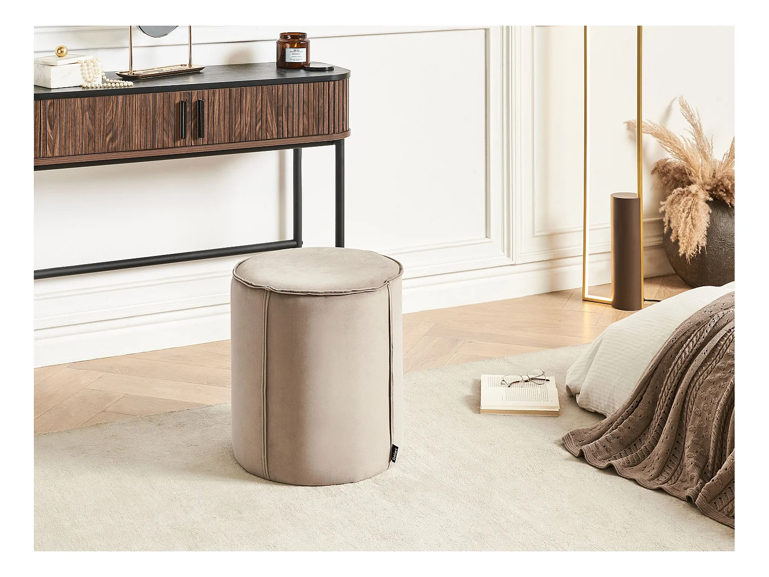 Pouf SEDONA Velluto Tortora 40 cm 40 cm 43 cm