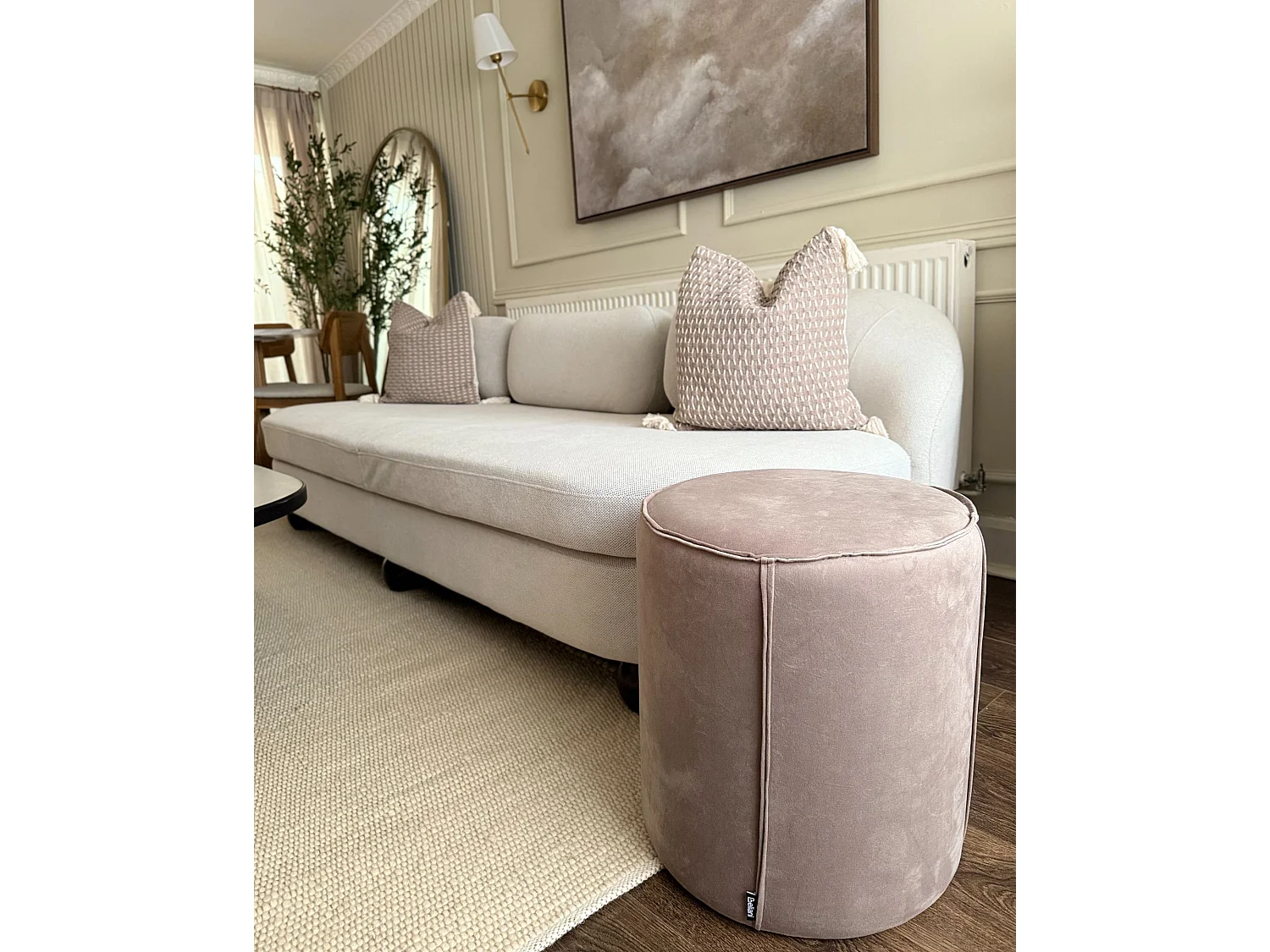 Pouf SEDONA Velours Taupe 40 cm 40 cm 43 cm