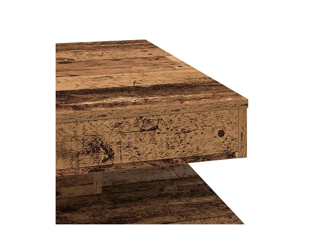 Table basse rotative à 360 degrés vieux bois 70x70x34,5 cm