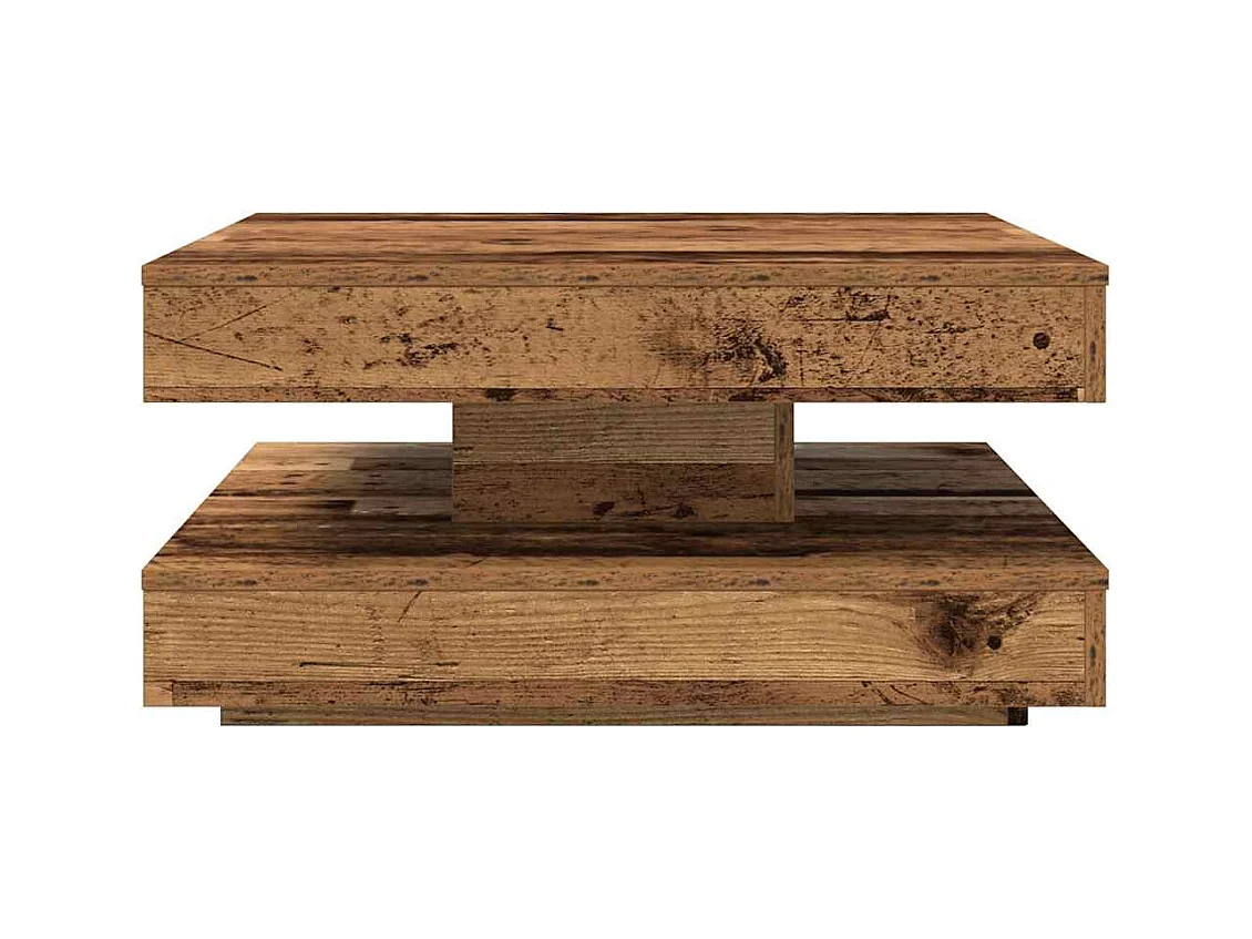 Table basse rotative à 360 degrés vieux bois 70x70x34,5 cm