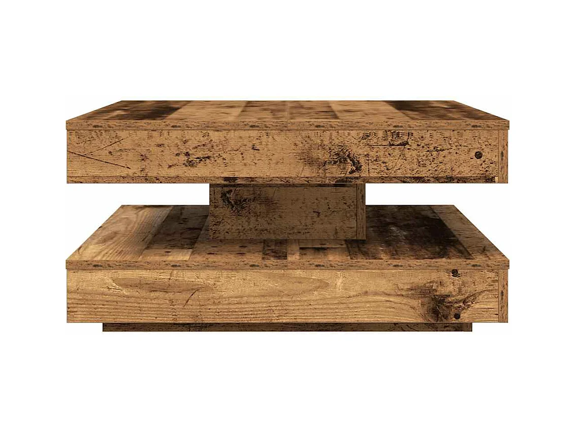 Table basse rotative à 360 degrés vieux bois 70x70x34,5 cm