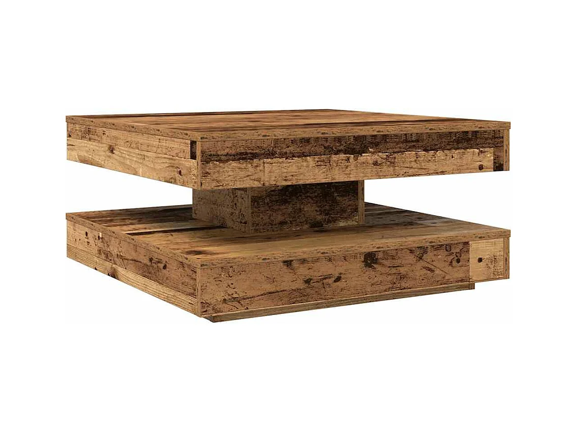 Table basse rotative à 360 degrés vieux bois 70x70x34,5 cm