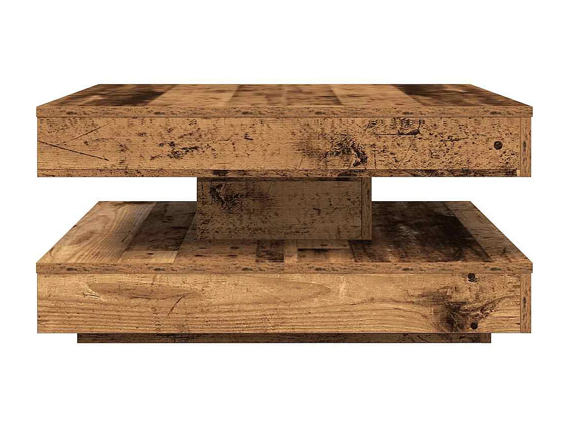 Table basse rotative à 360 degrés vieux bois 70x70x34,5 cm