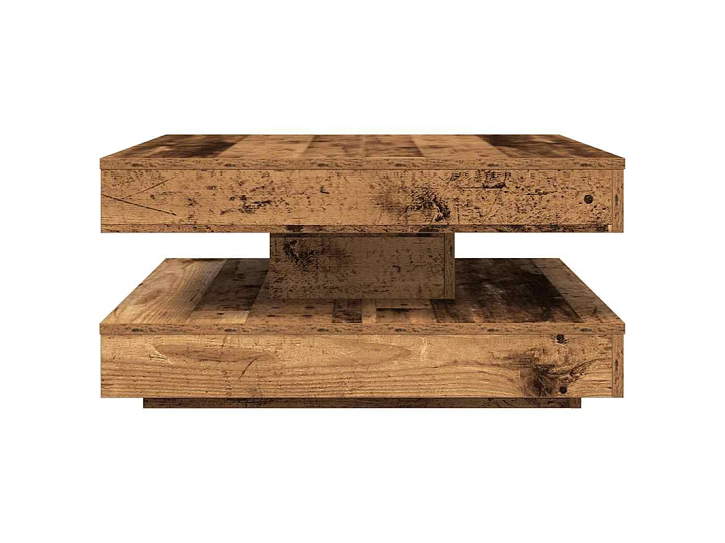 Table basse rotative à 360 degrés vieux bois 70x70x34,5 cm