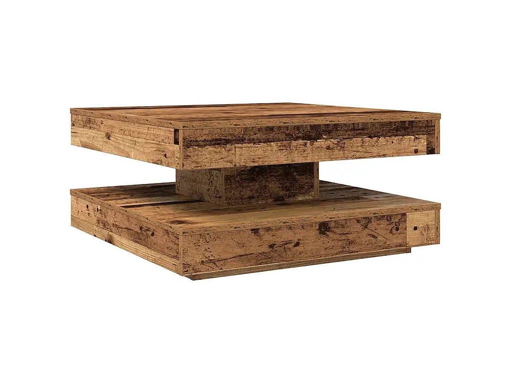 Table basse rotative à 360 degrés vieux bois 70x70x34,5 cm