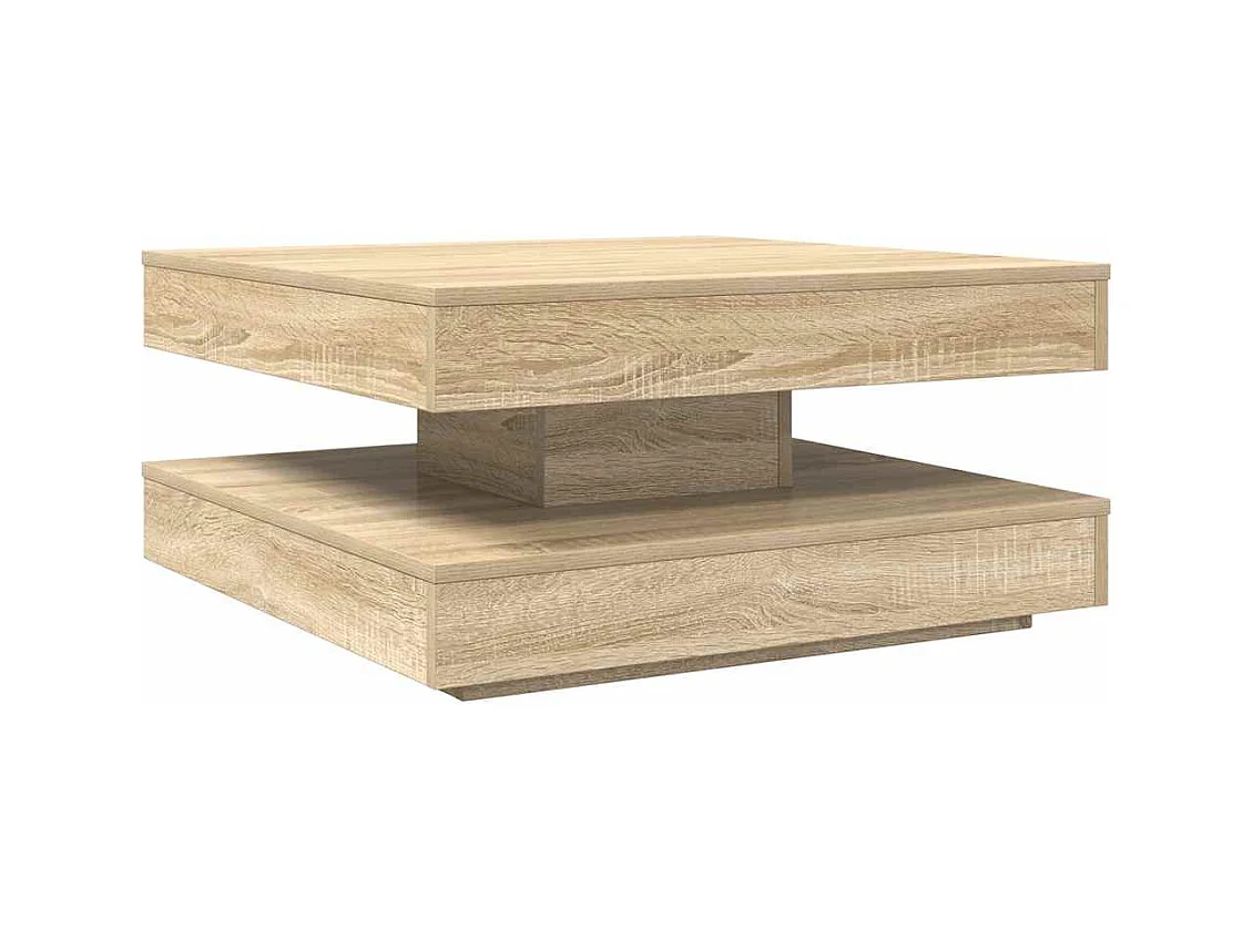 Table basse rotative à 360 degrés chêne sonoma 70x70x34,5 cm