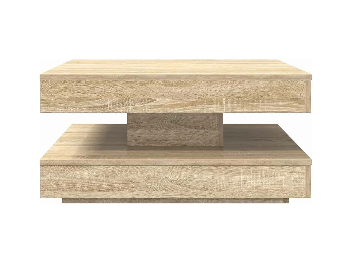 Table basse rotative à 360 degrés chêne sonoma 70x70x34,5 cm