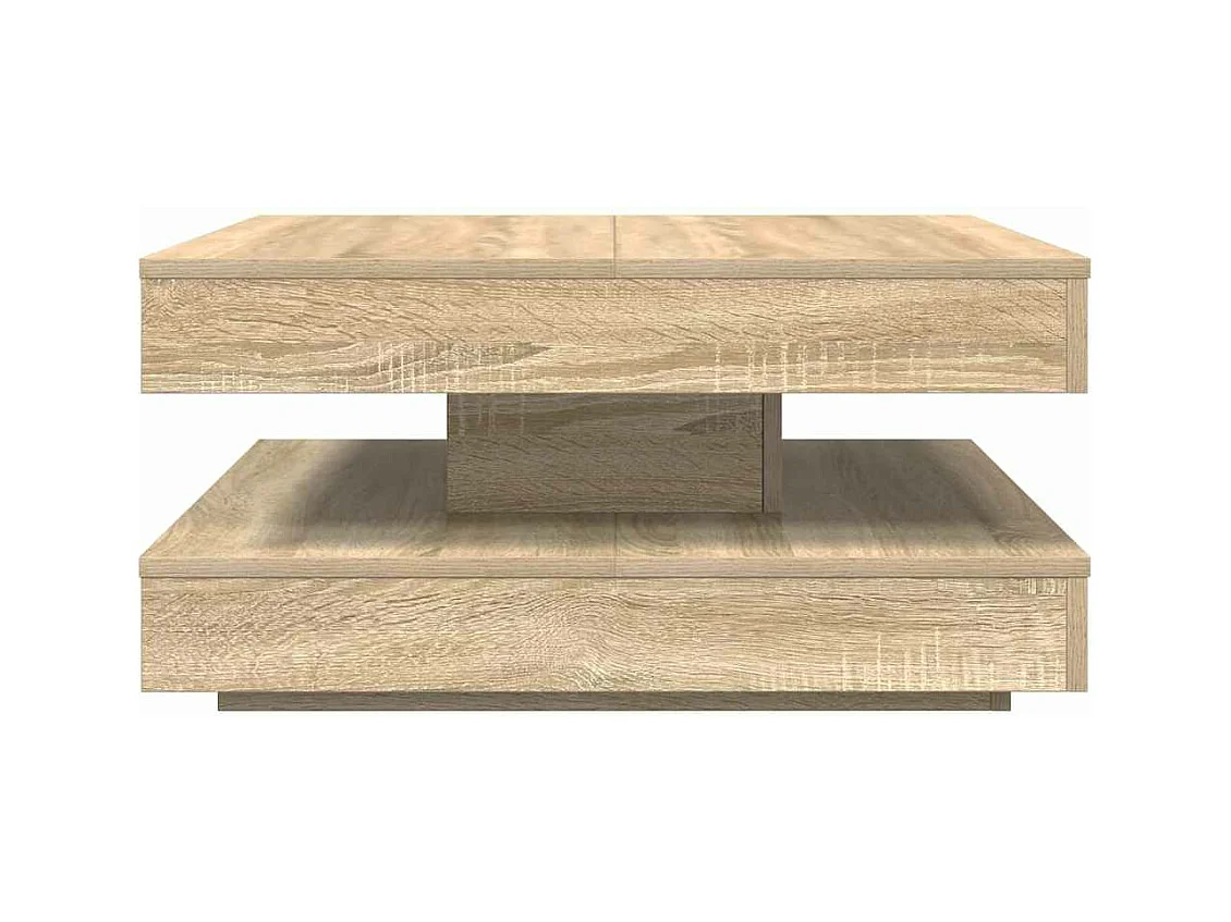 Table basse rotative à 360 degrés chêne sonoma 70x70x34,5 cm