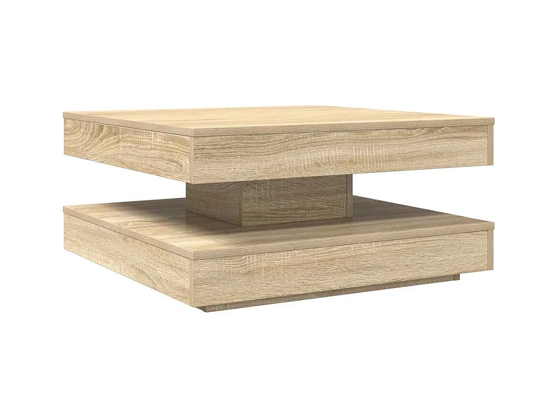 Table basse rotative à 360 degrés chêne sonoma 70x70x34,5 cm