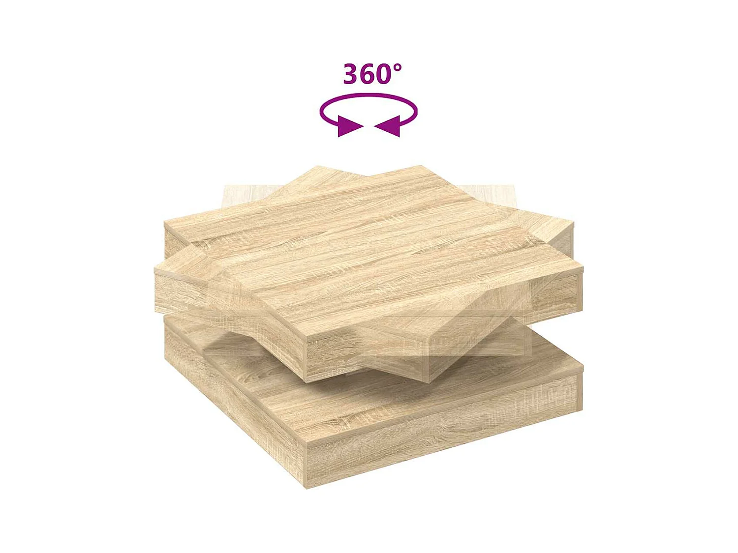 Table basse rotative à 360 degrés chêne sonoma 70x70x34,5 cm