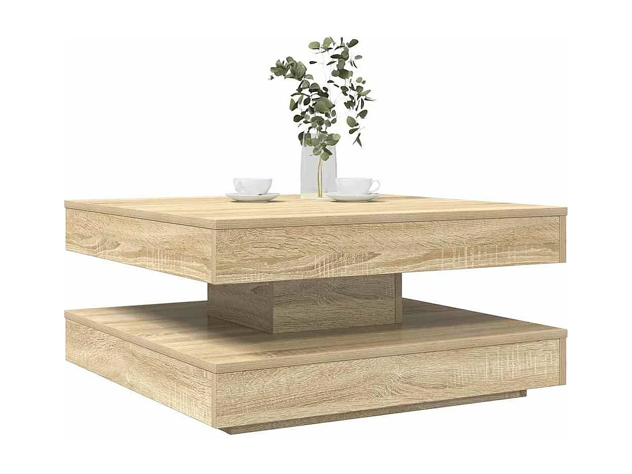 Couchtisch 360-Grad Drehbar Sonoma-Eiche 70x70x34,5 cm