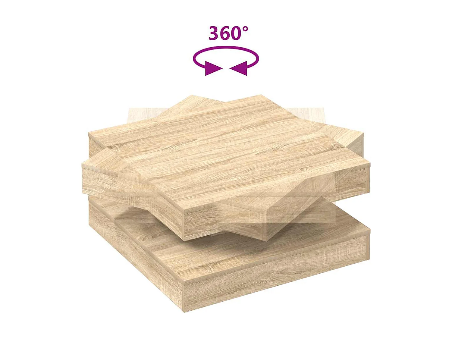 Table basse rotative à 360 degrés chêne sonoma 70x70x34,5 cm
