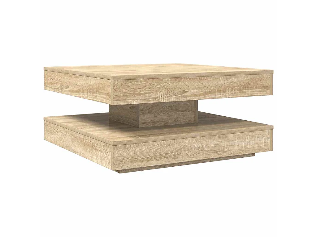 Table basse rotative à 360 degrés chêne sonoma 70x70x34,5 cm