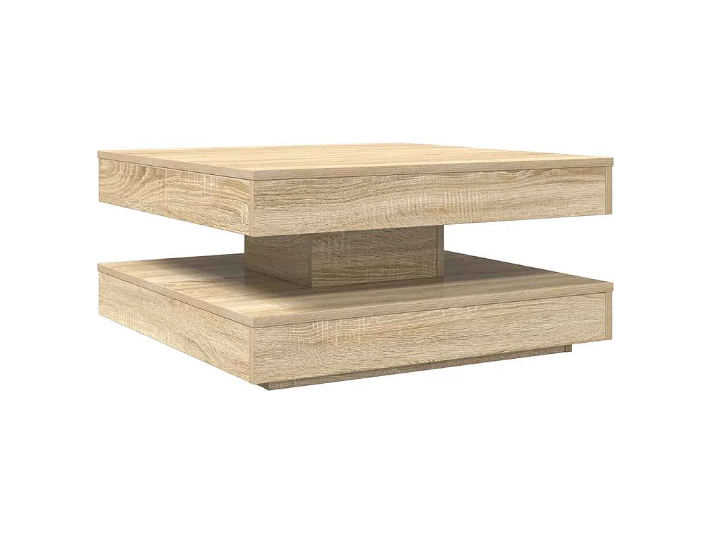 Table basse rotative à 360 degrés chêne sonoma 70x70x34,5 cm