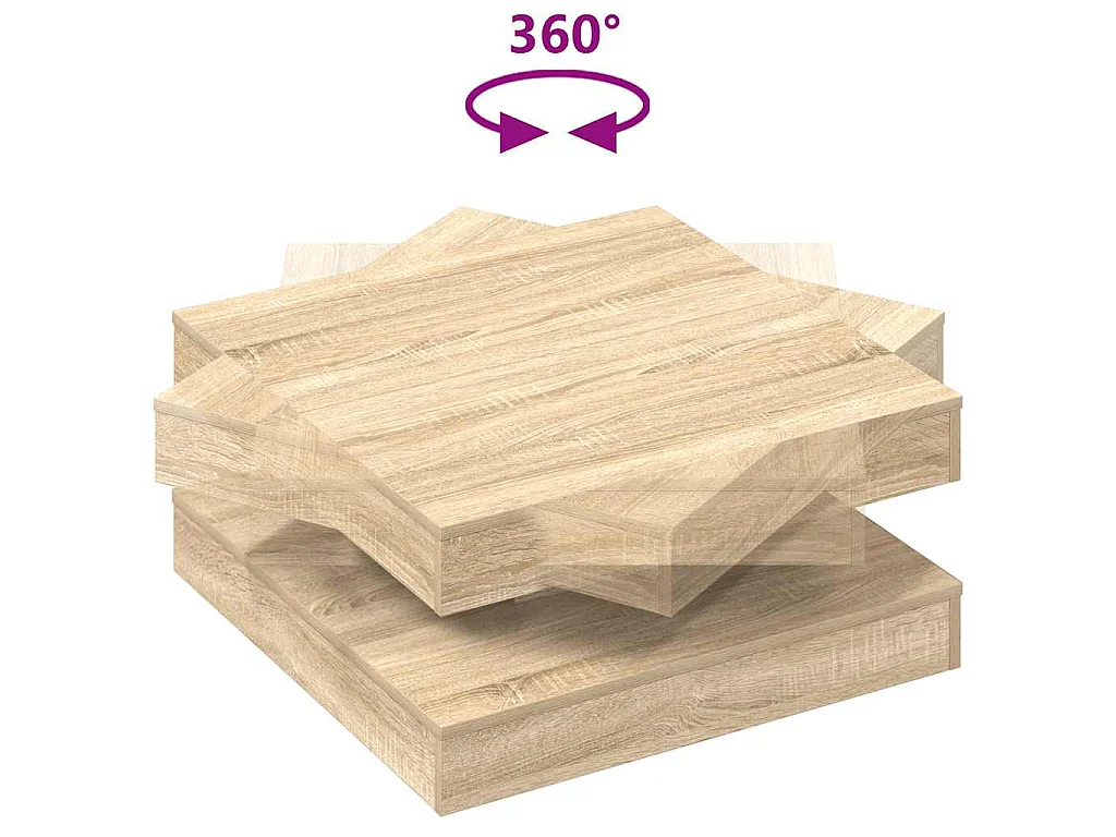 Table basse rotative à 360 degrés chêne sonoma 70x70x34,5 cm